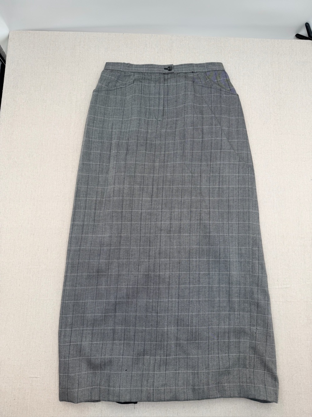 Harve Benard Gray Windowpane Pencil Skirt